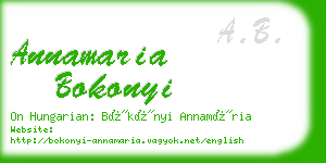 annamaria bokonyi business card